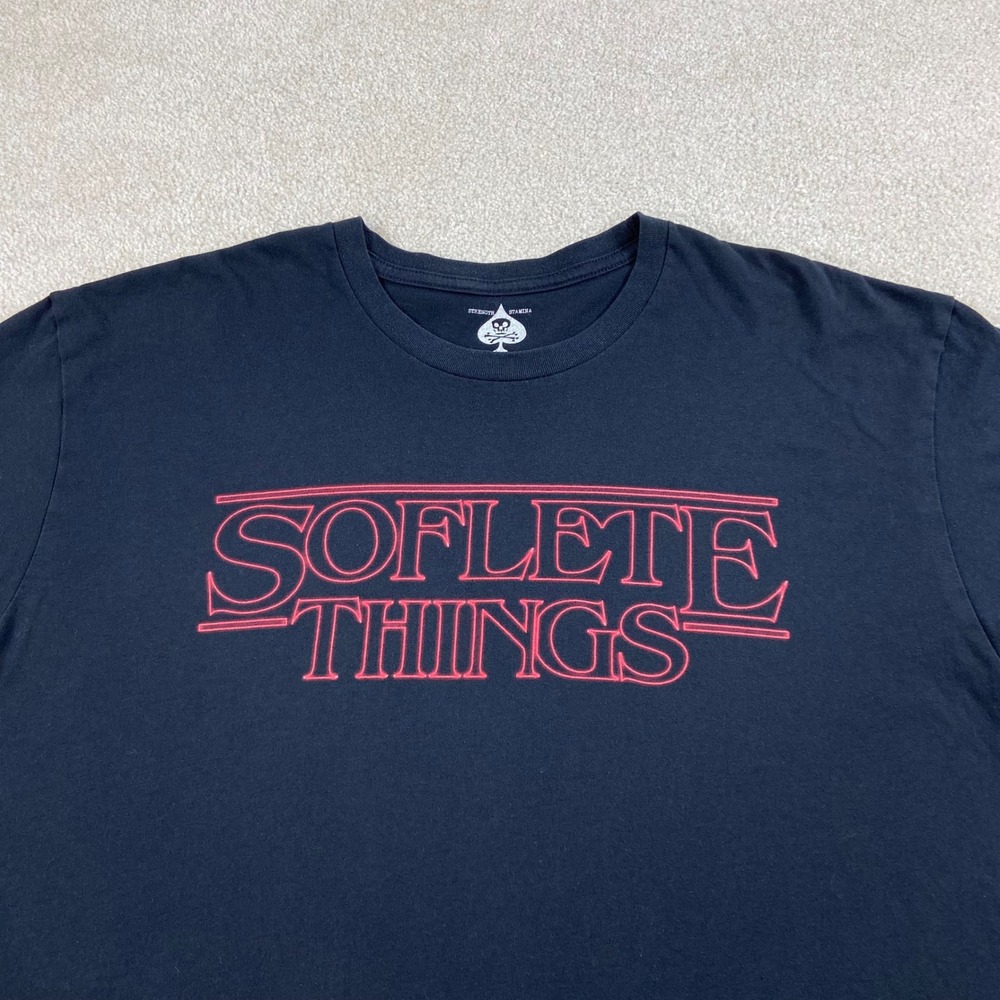 SOFLETE Things T-Shirt Mens XL Black Stranger Things Parody Graphic Tee